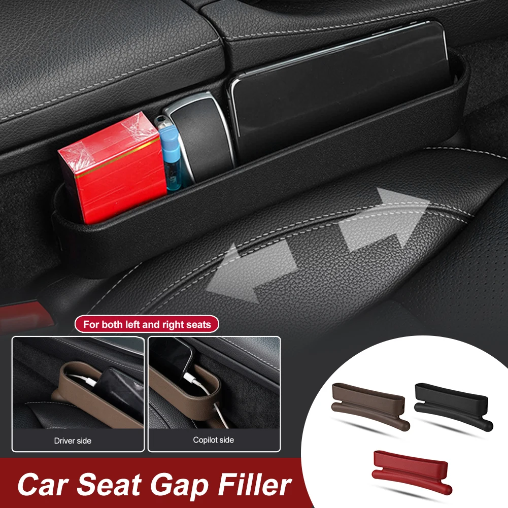 

Universal Car Seat Gap Filler Storage Box Leather ABS Crevice Filler Phone Holder Auto Organizer Interior Accessories Black Red