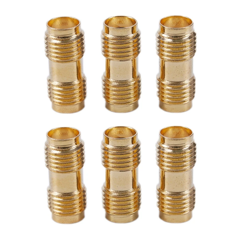 

6X Gold RF Connector SMA Female To SMA Female For Two Way Radio SMA-F To SMA-F Antenna Adapter