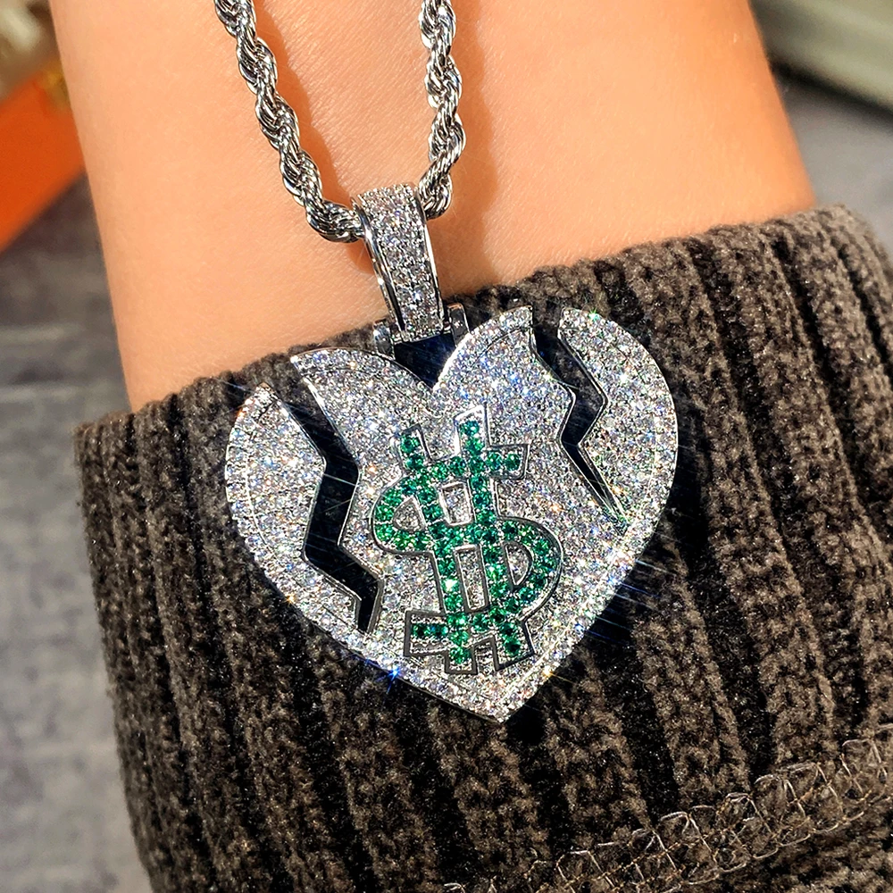 Huitan длинное ожерелье с подвеской в форме сердца для женщин/мужчин зеленым знаком