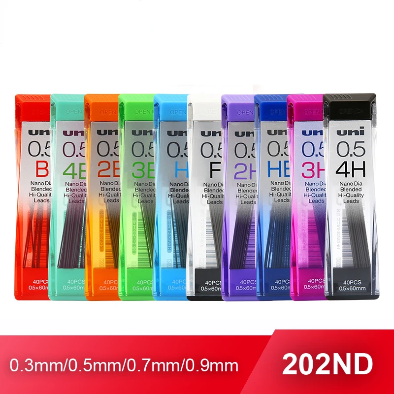 

1pcs UNI Lead 0.3/0.5/0.7/0.9-202ND Diamond Extra Hard Automatic Pencil Refills Pencil Lead Black Lead HB2B/2H/3B/4B