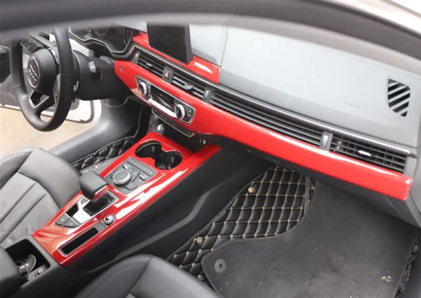 

Модифицированные Блестки для салона автомобиля, молдинги для салона автомобиля, Модифицированная декоративная отделка, красное углеродное волокно для Audi A5 2016 2017-2018