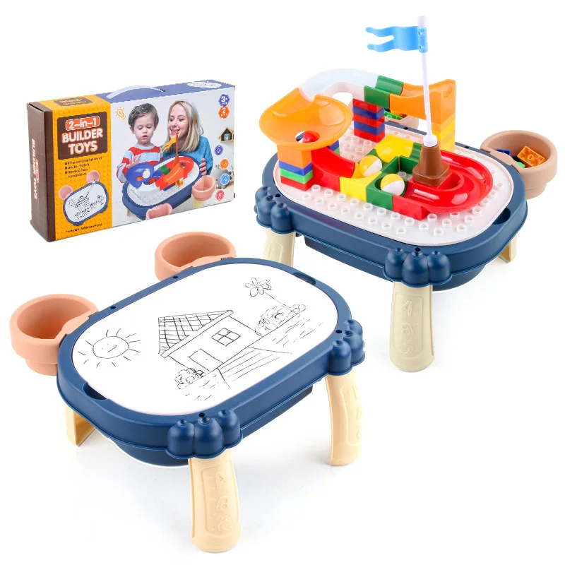 

Large Particle Building Block Table Multifunctional Ball Track Building Block Table Painting and Assembling Children's Toys