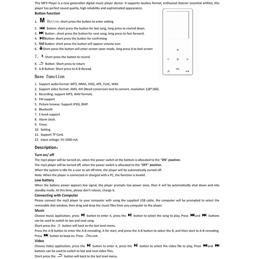 

Металлический спортивный MP3-плеер Mahdi M320 с Bluetooth, портативный аудио 8 ГБ, 4 Гб, Built-in Speaker, FM-радио, автомобильный музыкальный плеер