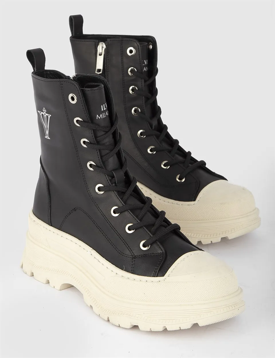 

ILVi-Genuine Leather Handmade Karlene Black Leather Women's Boot Women Shoes 2021 Fall/Winter