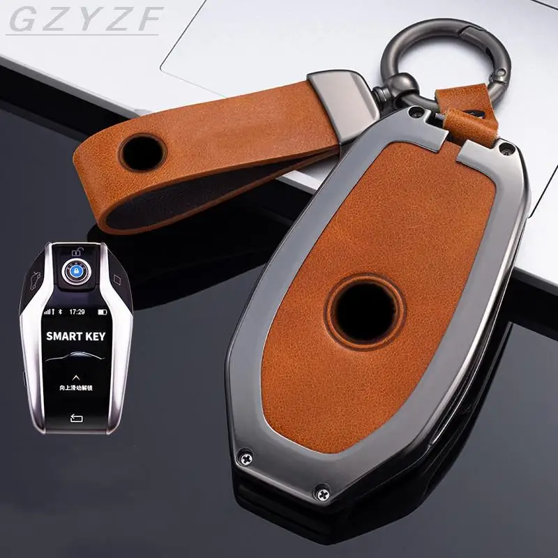 Кожаный + цинковый сплав чехол для автомобильного ключа BMW 5 7 серии G11 G12 G30 G31 G32 I8 I12