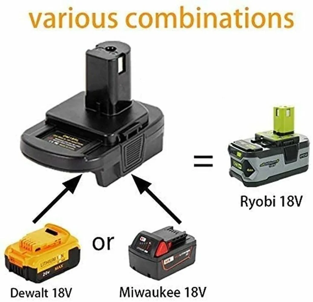 DM18RL Battery Adapter for Dewalt for Milwaukee 20V/18V Li-Ion Battery Convert to for Ryobi 18V P108 ABP1801 Battery USB Port enlarge