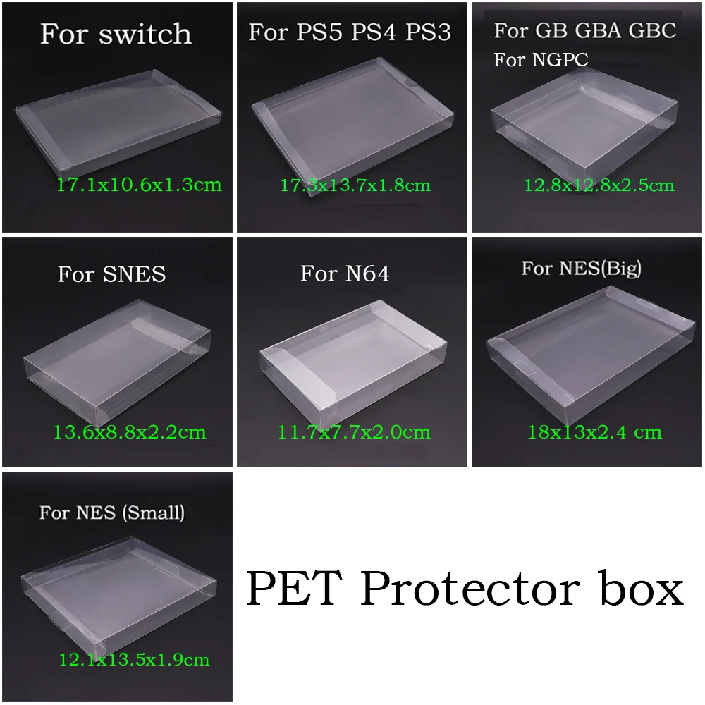 

For N64 for GB GBA GBC NGPC Transparent Game Box Protector Case CIB Games Plastic PET Protector for SNES NES for Switch PS5