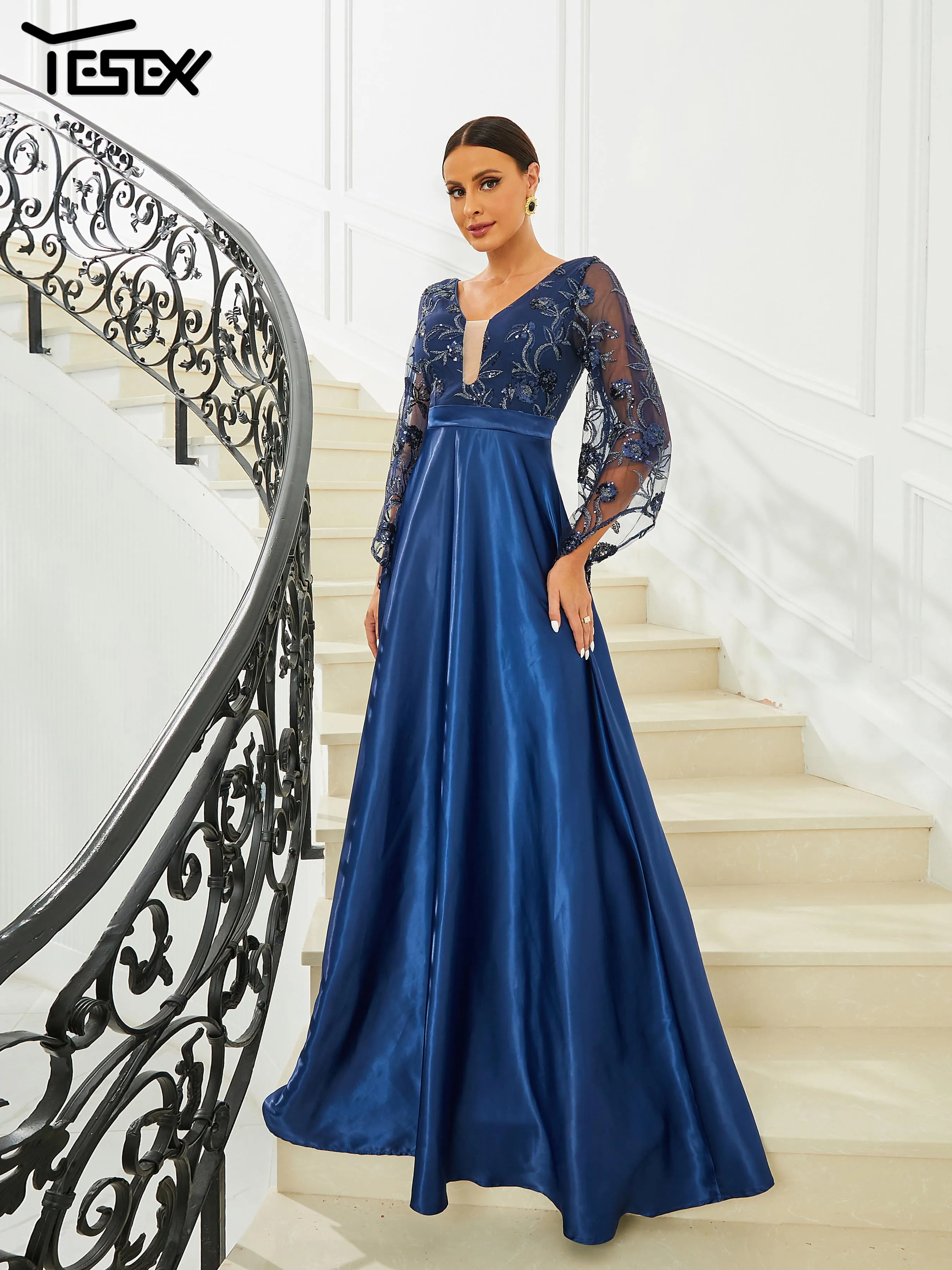 Yesexy новые синие элегантные женские платья с рукавами-колокольчиками 2023