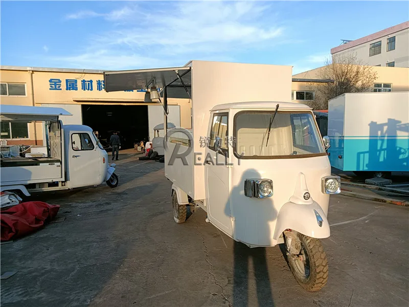 Street Ape Milk Food Truck Snacks Tricycle 3 Wheels Electric Cart Coffee Piaggio Europe For Sale