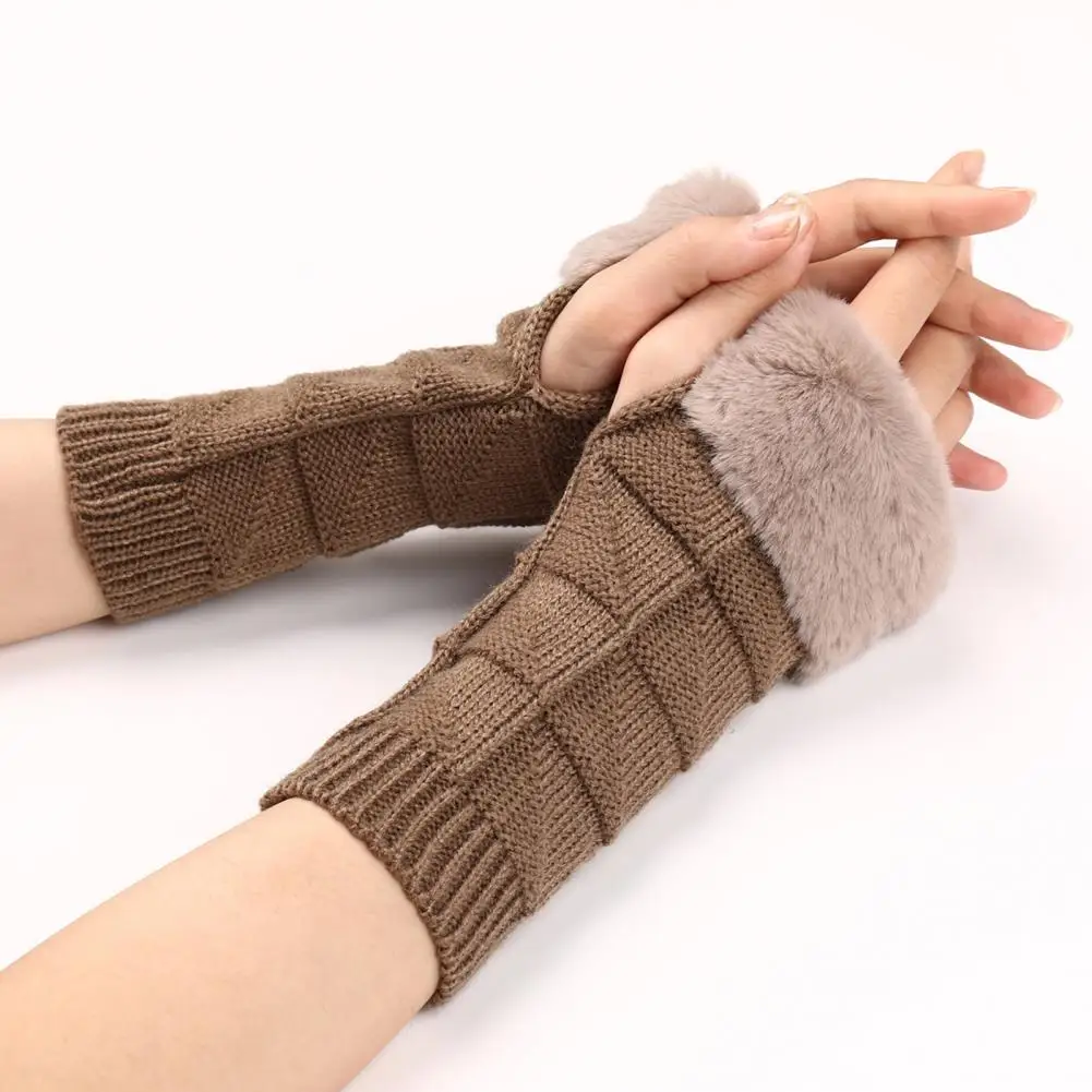 

1 Pair Stylish Women Mittens Half Finger Autumn Winter Women Gloves Coldproof Stretch Fingerless Mittens