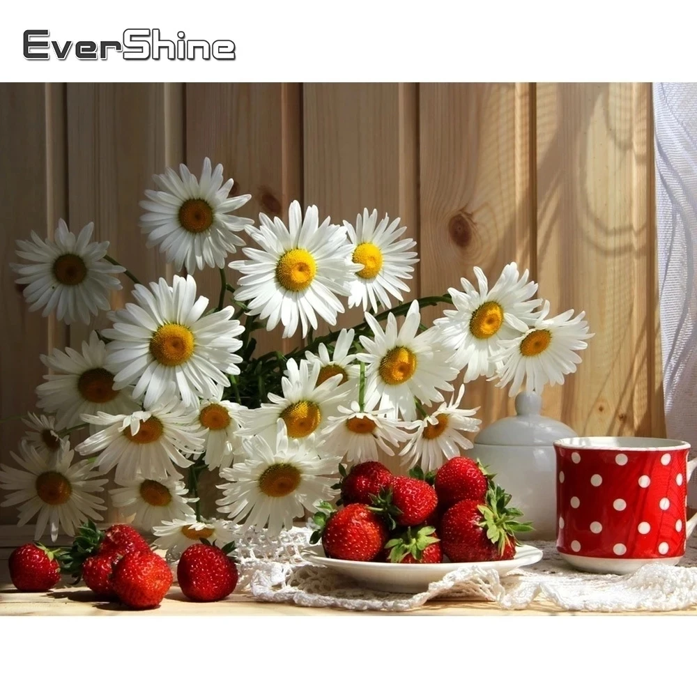 

Evershine Diamond Painting Flowers Rhinestone Mosaic Diamond Embroidery Daisy Flower Cross Stitch Mosaic Diamond Home Decoration