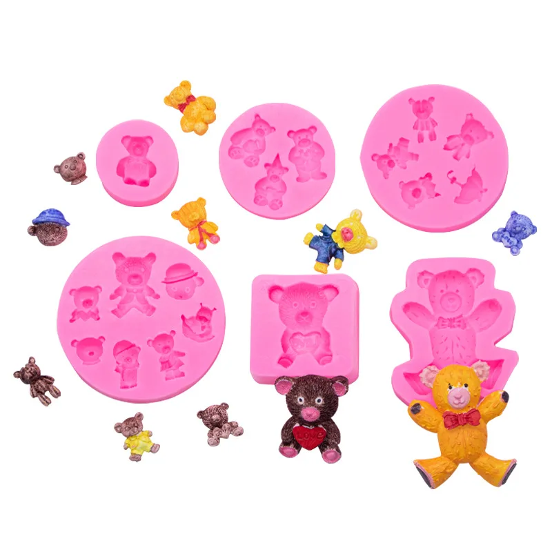 

3D Bear Series Silicone Mold Candy Clay Resin Mould Fondant Molds Baby Birthday Cake Decorating Tools Chocolate Gumpaste Moulds