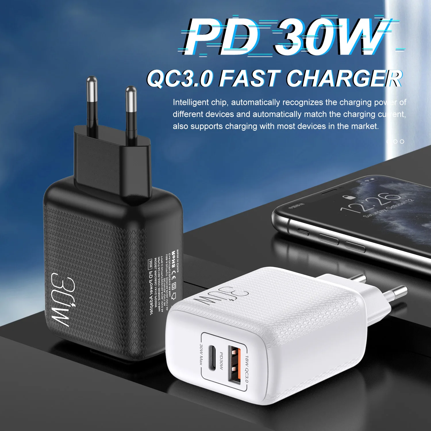 

Quick Charger 3.0 QC PD 30W Phone Charger QC3.0 PD3.0 USB Type C Fast Charger For iPhone 13 12 Pro Max 11 Samsung Xiaomi