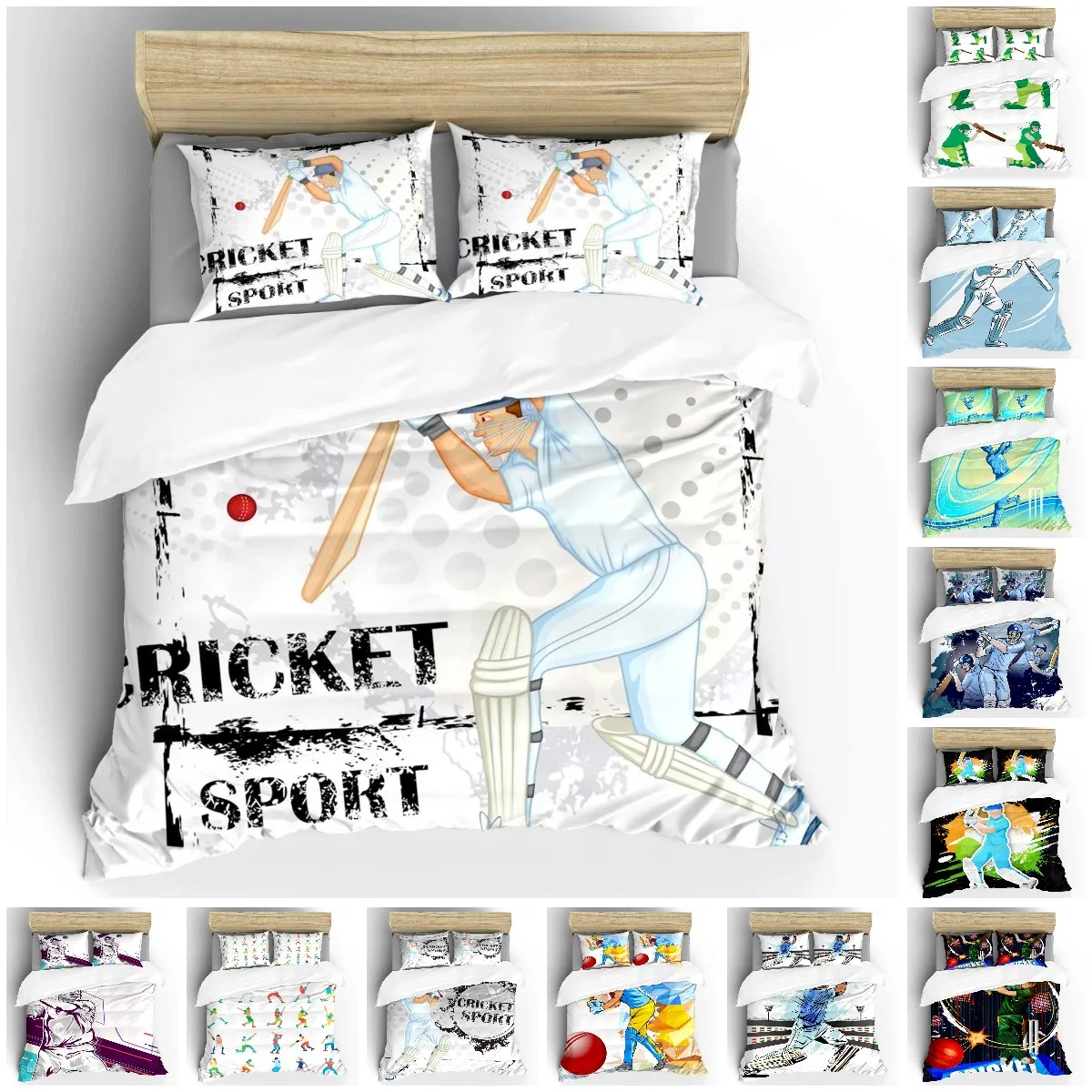 الكريكيت حاف مجموعة غطاء نمط الرياضة مجردة طقم سرير لاعب اللعب لعبة من الكريكيت مزدوجة الملكة الملك الحجم غطاء لحاف