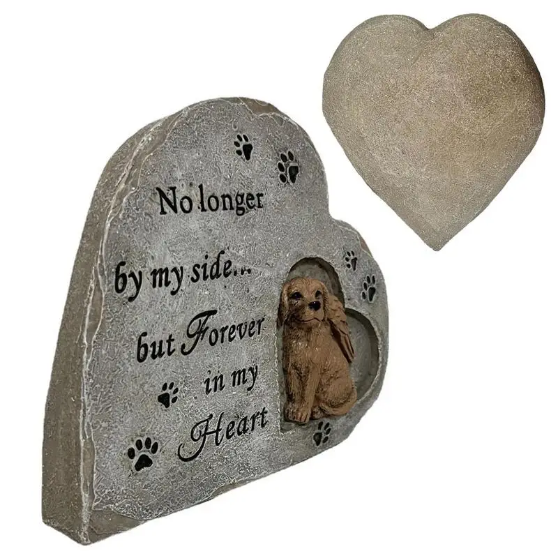 

Resin Puppy Tombstone Resin Tombstone Maker For Dog Heart-shaped Dog Loss Of Pet Sympathy Gift Pet Memorial Garden Stone For