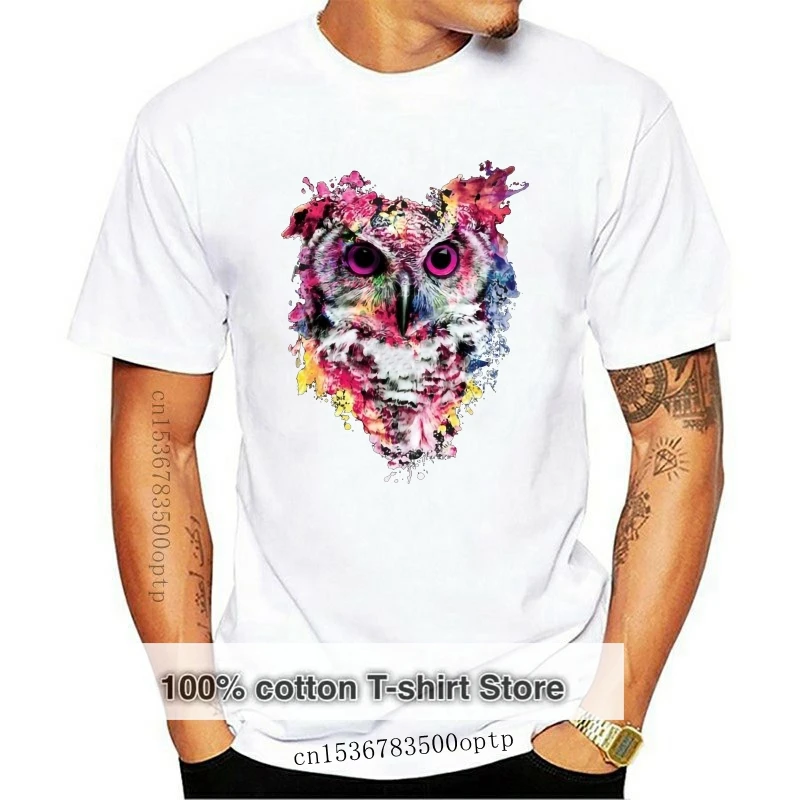 

Owl Colorful Shirt Men New Style Funny t-shirt Harajuku DIY Graphic tshirt Teenage Top Classic Collar