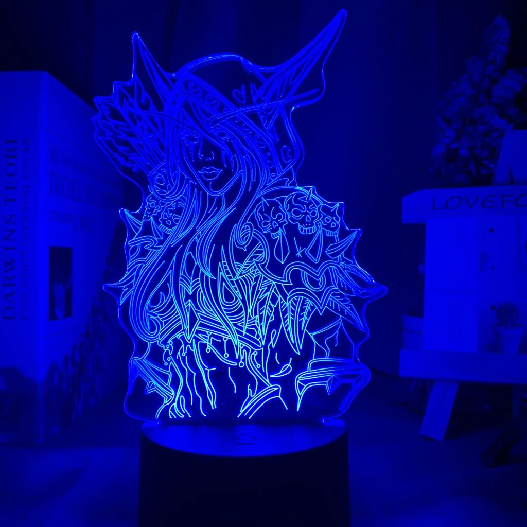

World of Warcraft Game 3D LED Night Light for Kids Room Decor Sylvanas Windrunner Character Table Lamp Game Player Gift WOW