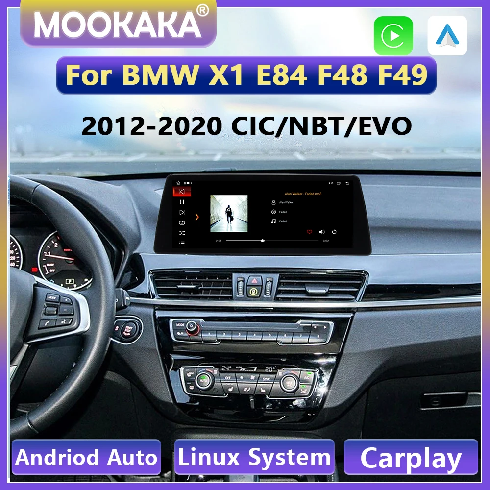 Фото Система Linux для BMW X1 E84 F48 F49 2012-2020 10,25/12,3 дюйма с сенсорным экраном, автомобильный Android Auto, беспроводной Apple Carplay, радиоплеер BT №1