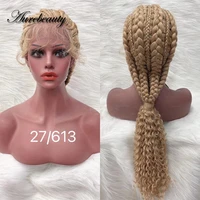 crochet braiding synthetic hair braided ponytail 13x4 lace front wigs 613 blonde afro kinky curly burgundy frontal braids wig