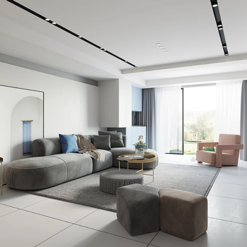 

Italian minimalist fabric sofa modern minimalist sofa L-shaped sofa living room combination ins wind designer sofa chair