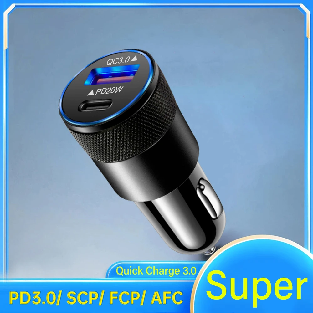 Qc 3.0 20 Вт Usb-c Автомобильное Зарядное Устройство Pd Быстрая Зарядка Для Iphone 14/13/12 Pro Max