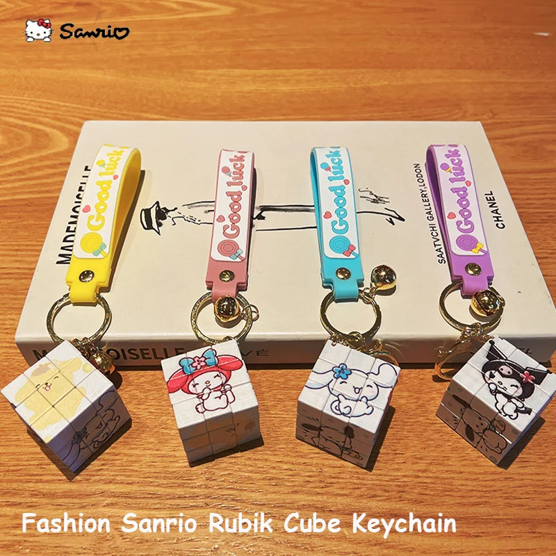 

Fashion Sanrio Rubik Cube Keychain Boy Girl Creative Backpack Decoration Cinnamorroll Hello Kitty Anime Pendant Car Keyring 2023