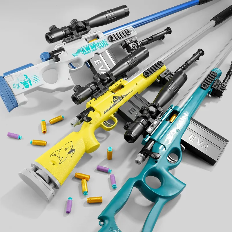 

Shell Ejection Throwing Sniper Soft Bullet AWM M24 Manual Toy Gun Airsoft Blaster Weapon For Boys Kids Adults CS Battle Outdoor