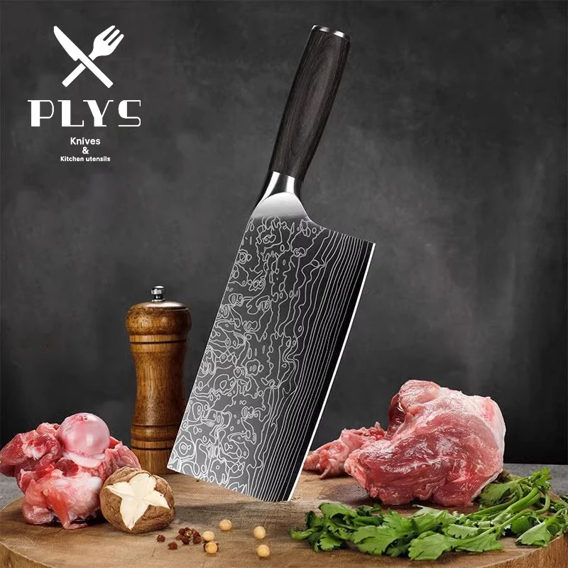 

PLYS Damascus Forging Kitchen Knife Bone-Chopping Knife Meat Cleaver Sharp Knife Cooking Tool For Chefs Steel Knife