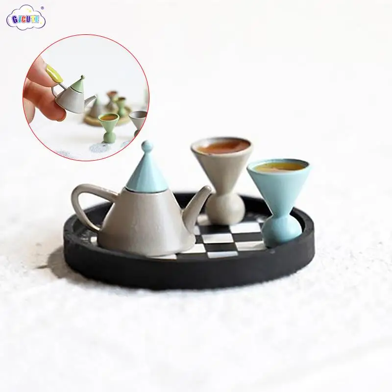 

Игрушки «сделай сам» 1/12 Миниатюрные аксессуары для кукольного домика миниатюрный чайник из сплава имитация чайника чашки модель игрушки для кукольного дома посуда