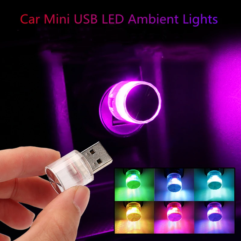 Фото Автомобильная светодиодная атмосферная Лампа Mini USB, декоративная лампа вечерние, для моделирования окружающей среды, автомобильная портат... №2