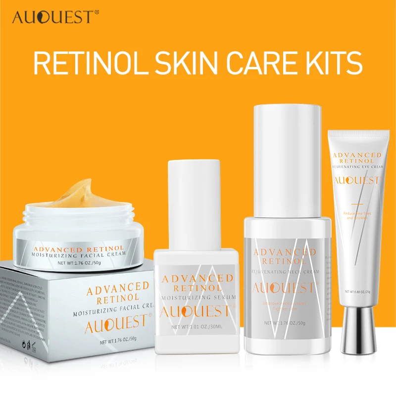 

AUQUEST 4 PCS Wrinkle Skin Care Set Retinol Serum Face Cream Neck Lines Removal Anti-aging Eye Cream Moisturizing Skincare Kits