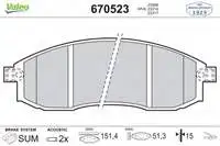

670523 for ten brake pad L200 2.5td 4WD 01