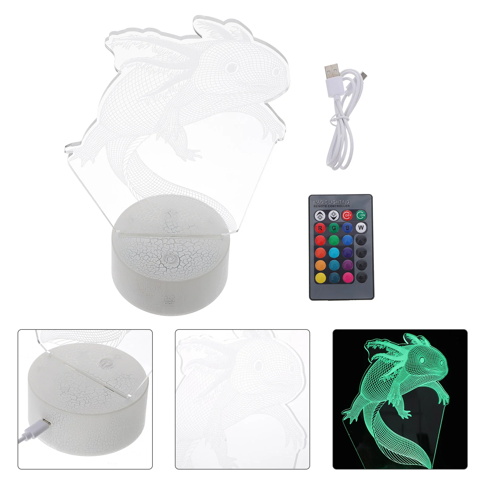 

Axolotl 3D Illusion Lamp USB Table Lamp Creative Night Lamp (16 Colors)