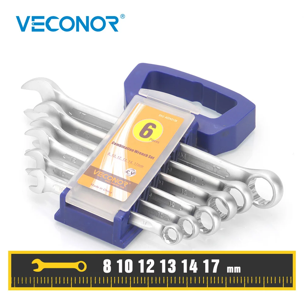 Комбинации ключ комплект 6 шт., 8, 10, 12, 13, 14, 17 хром-ванадиевой
