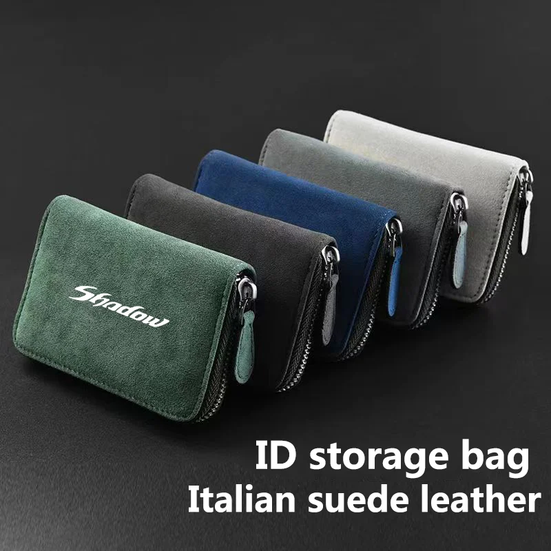 Motorcycle Suede Leather Portable storage box driver's license ID storage bag For Honda Shadow VT 400 600 750 1100 Accessories