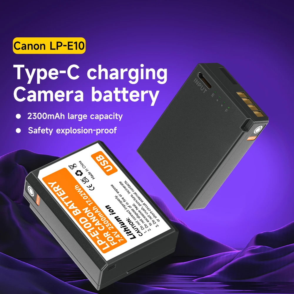 CITYORK 2300 мАч LP-E10 LP E10 LPE10 Аккумулятор для камеры с зарядкой Type-C Canon EOS 1100D 1200D 1300D Kiss X50