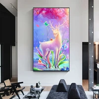 gatyztory 60x120cm frame deer diy painting by numbers modern home wall art canvas painting for living room decor large size
