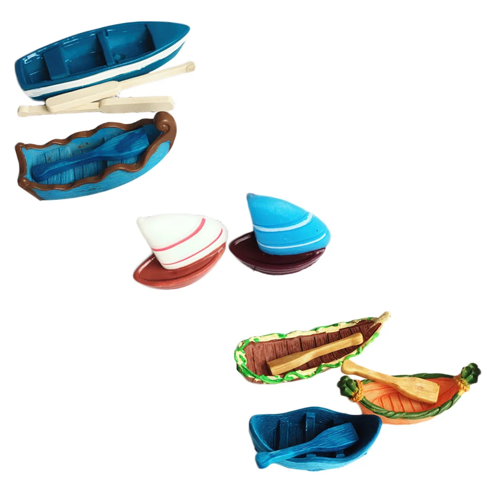 

Sailboat Rowboat Aquarium Decor Fake Simulation Imitation Adorable Artificial Model Nautical Decorative Landscape Desktop