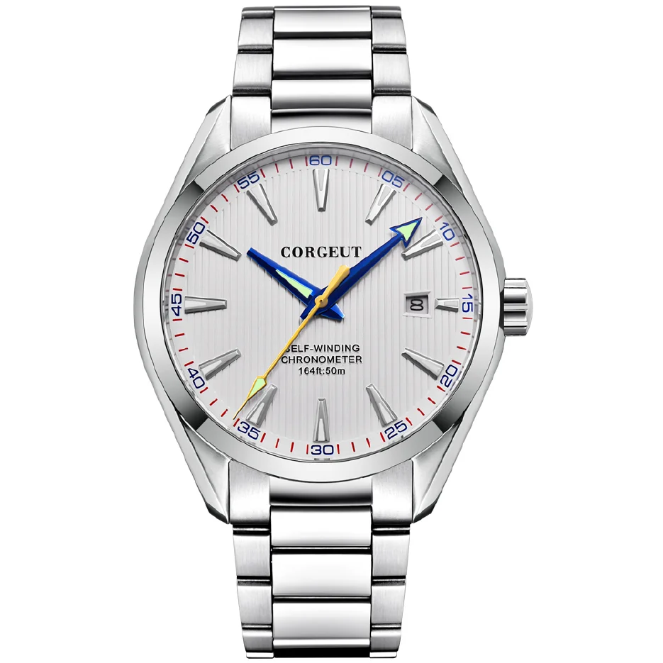 

41mm Corgeut Mens Watch Automatic Mechanical Luxury Calendar Clock Sapphire Glass Luminous Waterproof Men Wristwatch