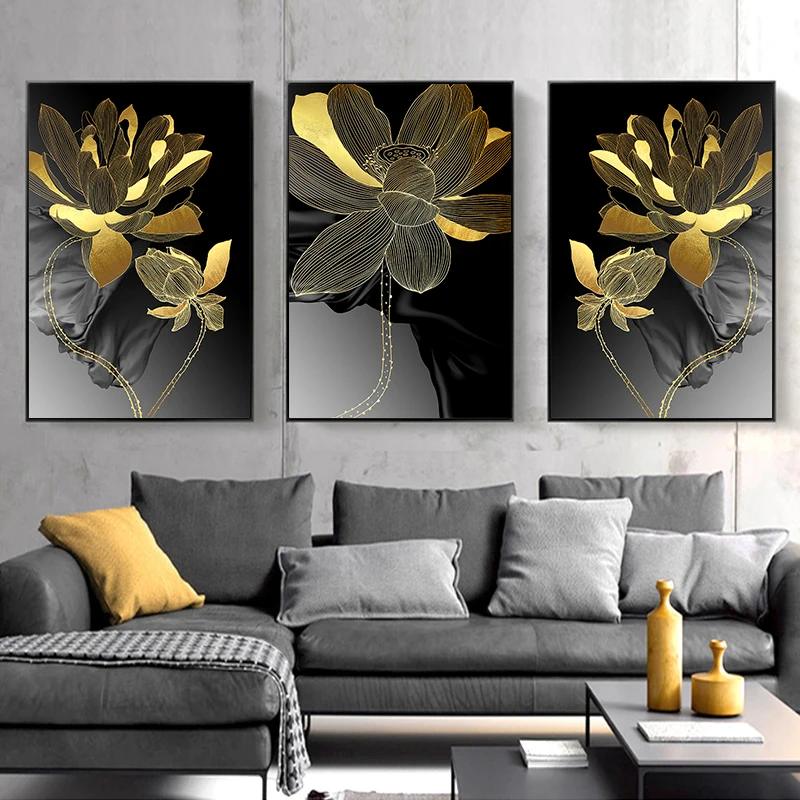 

Modern Abstract Golden Leaf Picture Nordic Art Wall Light Luxury Home Decor Canvas Painting for Sofa Wall Living Room Poster