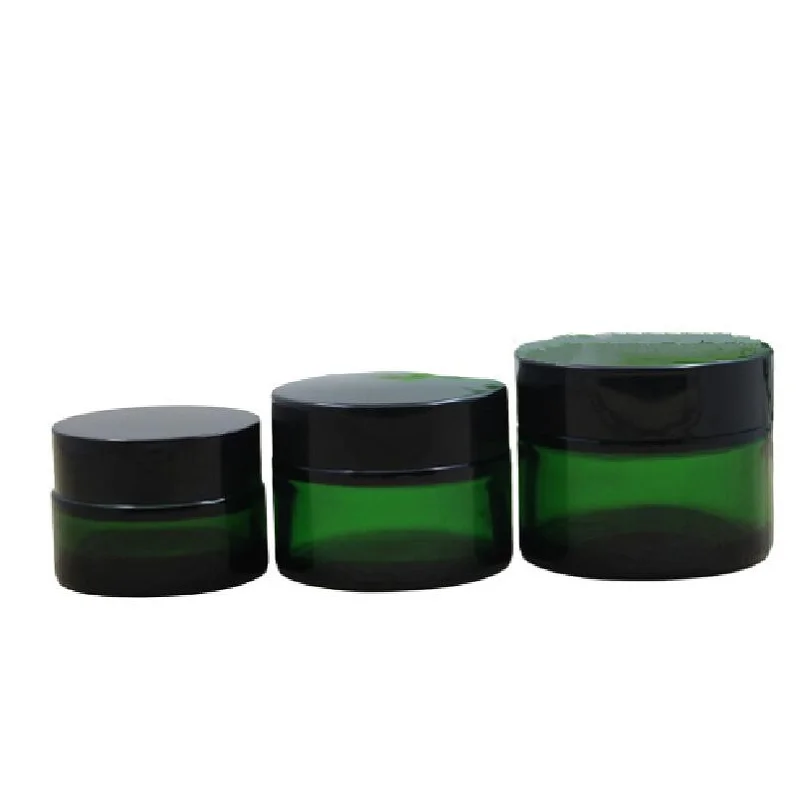 

20/30/50G Face Cream Container Skincare Body Lotion Bottle Packaging Empty Green Glass Cream Jar with Plastic Black Lid 15pcs