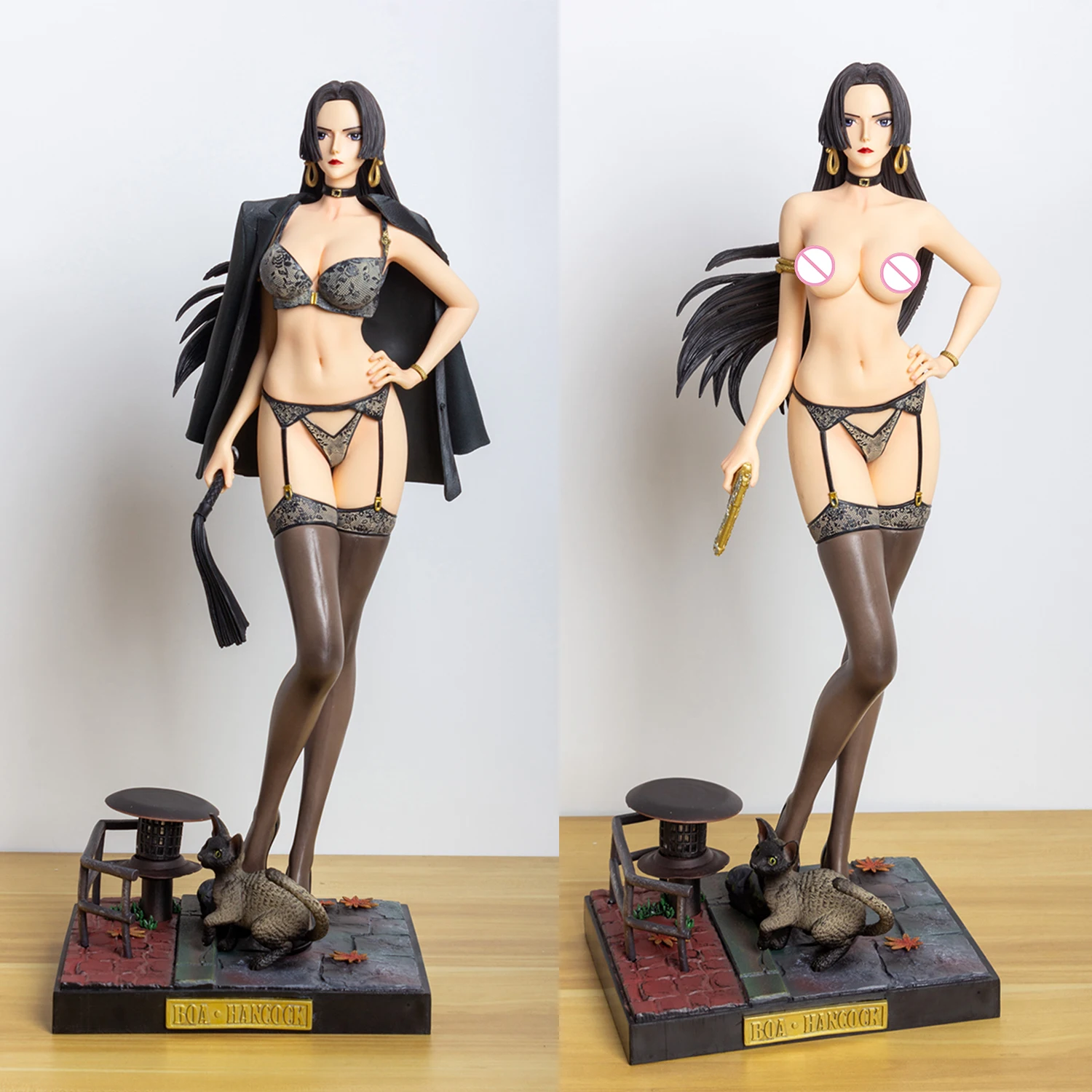 

50cm Anime One Piece Boa Hancock Black Suit Ver. 1/4 GK PVC Action Figure Game Statue Collectible Model Light Up Toys Doll Gifts