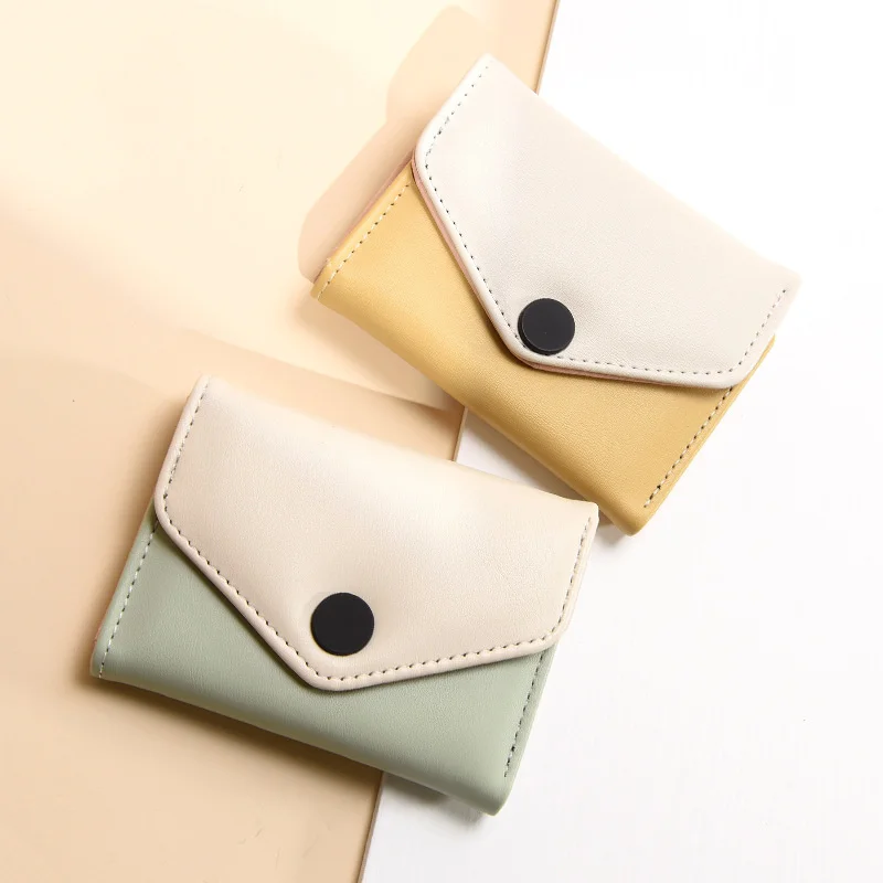 

Envelope Wallet Korean Version Short Women's Wallets 3-folding Student Zero Purse Fashion Cartoon Soild Color Handhold Coin Bag