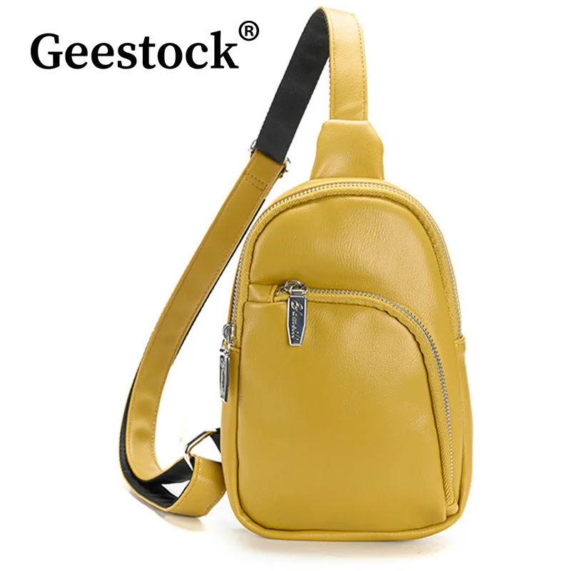 

Модная нагрудная сумка Geestock для женщин, мягкая миниатюрная ранец через плечо из искусственной кожи для отдыха и путешествий, дамская сумочка через плечо