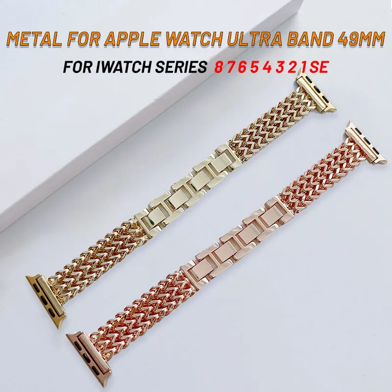 

Stainless Steel Braided for apple watch ultra 49mm band 44mm 40mm Metal strap for iwatch series 8 7 6 5 4 SE 41mm 45mm Bracelet