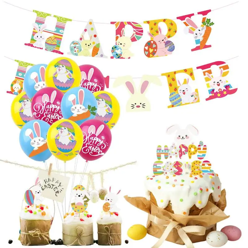 

Воздушный шар с пасхальными мотивами, весенние украшения для дома, набор для декора стола, украшения для стола в виде яйца с пасхальными кроликами, центральные части