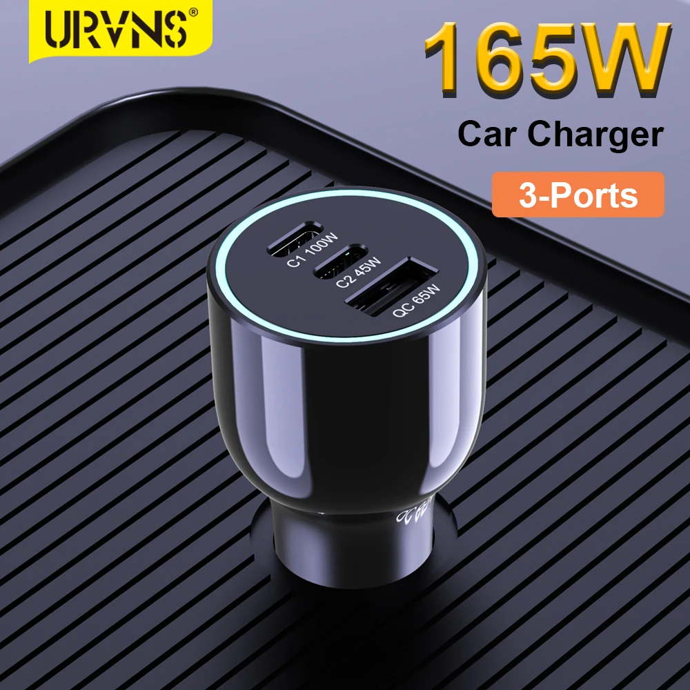 URVNS 165W PD Автомобильное Зарядное Устройство Для Быстрой Зарядки QC5 QC3.0 iPhone 15/14/13/12 Pro