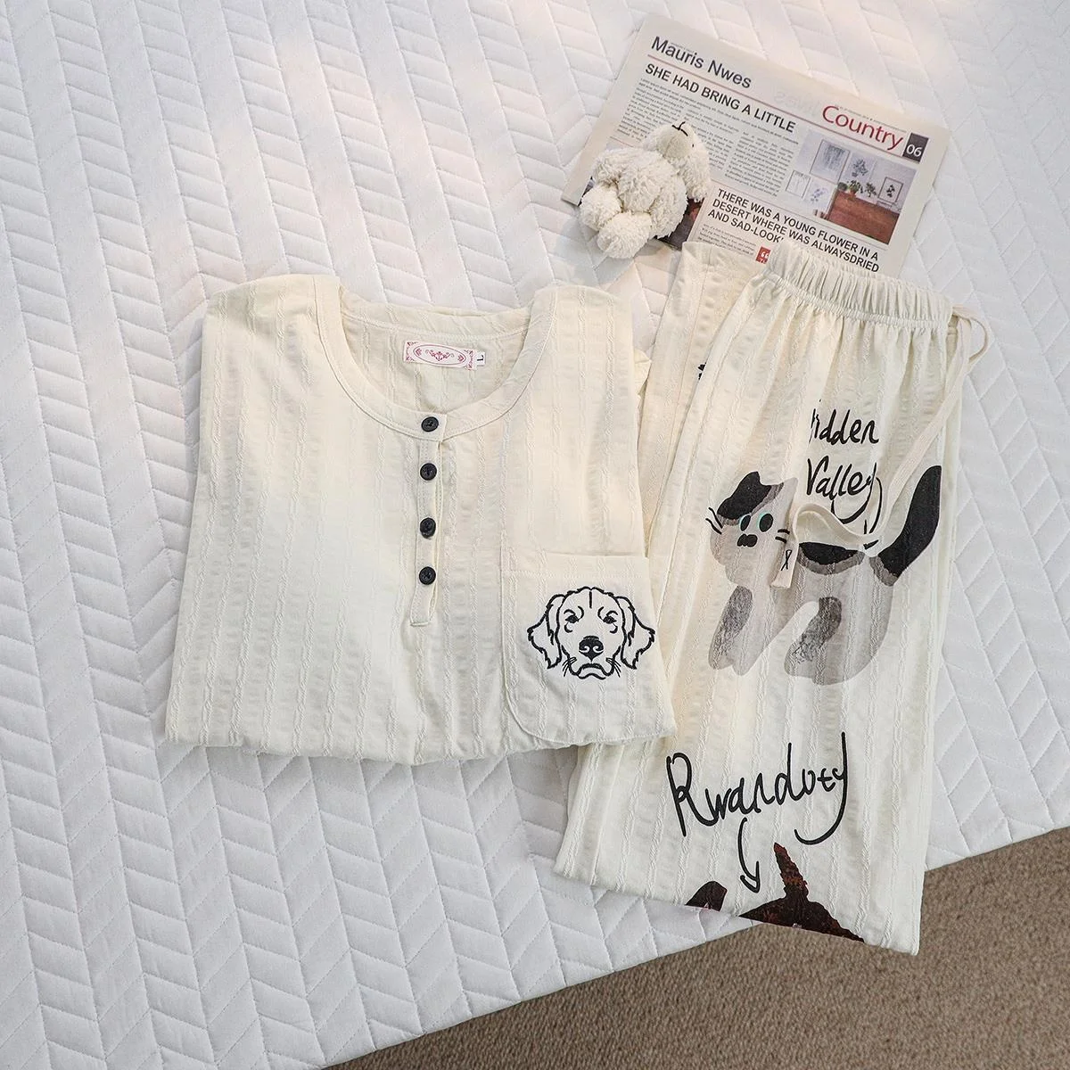 Корейская пижама Sle Ins с героями мультфильмов на весну и осень новая из чистого