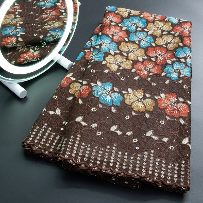 

Швейцарская вуаль, кружевная ткань 2023, высокое качество, Африканское хлопковое кружево, 5 ярдов, вышитый хлопок, австрийский материал для ве...