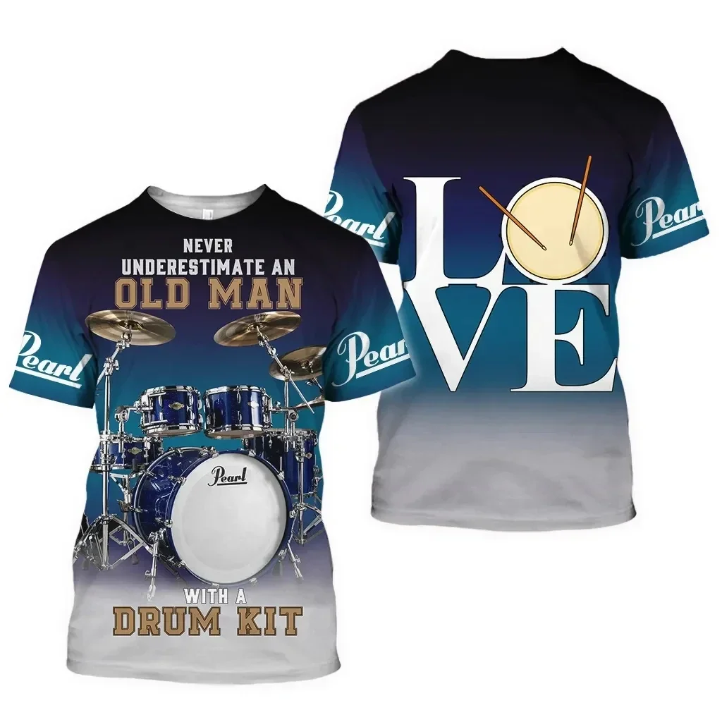 

Футболка мужская повседневная с круглым вырезом, модная тенниска с 3d принтом в виде барабана, с коротким рукавом, уличная одежда, Y2k, лето